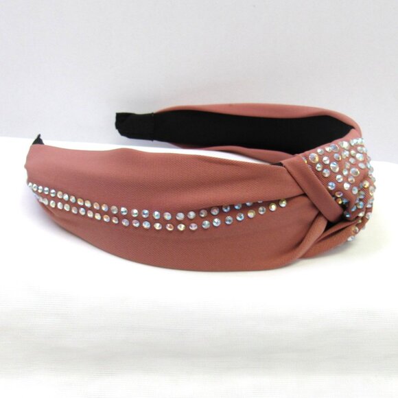 Accessories - Mauve Color Rhinestone Embellished Twist Style Fabric Headband  NEW